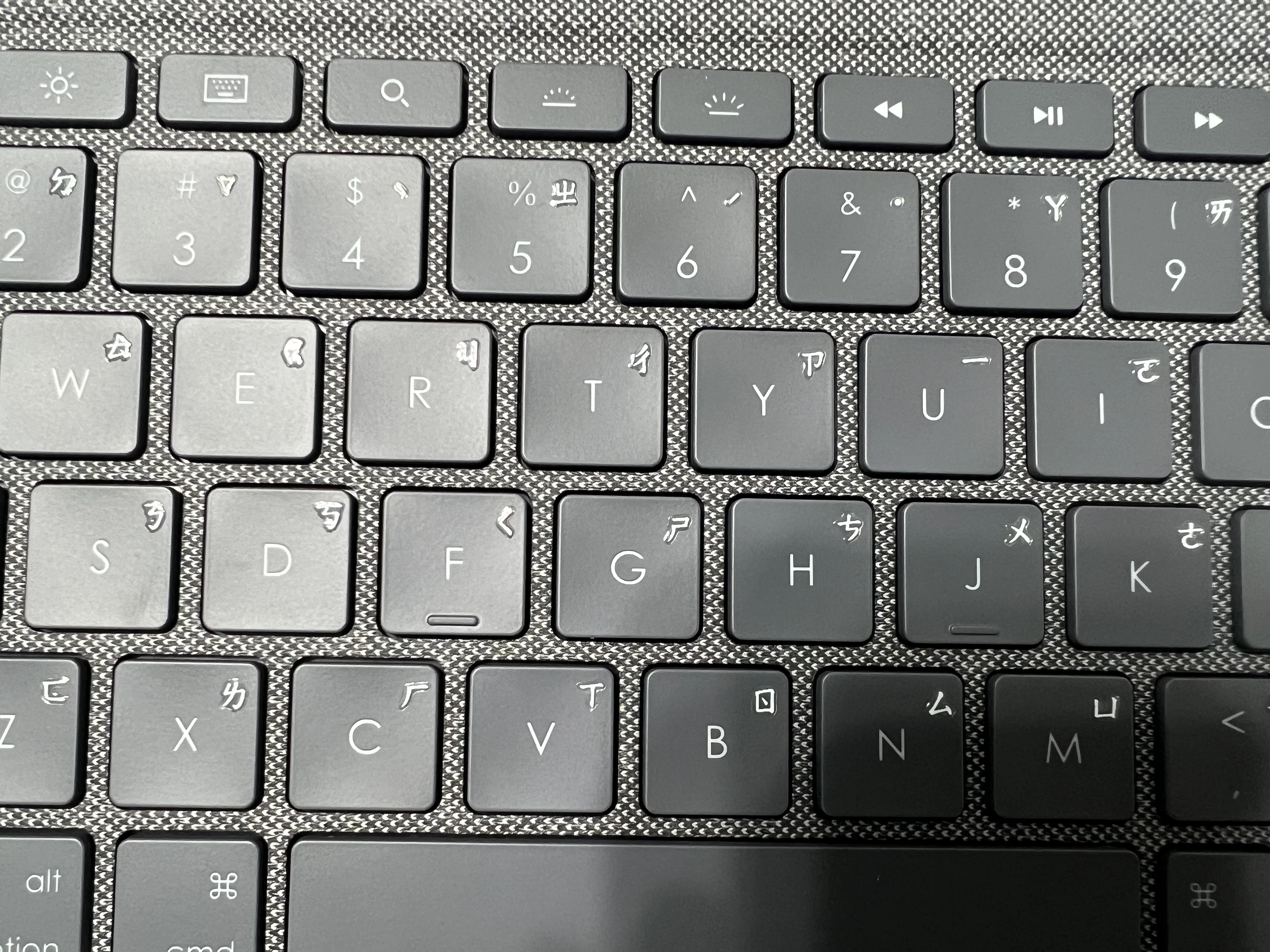 英文鍵盤附注音貼紙示意圖